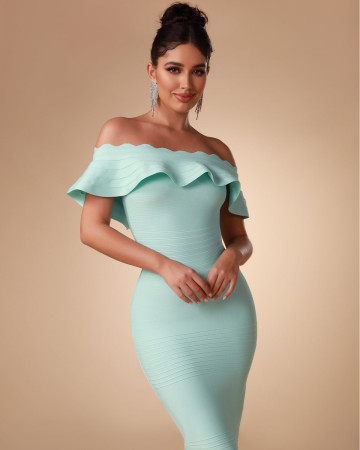 Off Shoulder Midi Bandage Dress