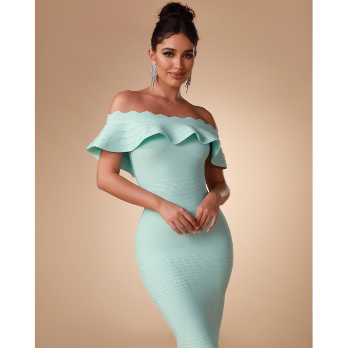 Off Shoulder Midi Bandage Dress