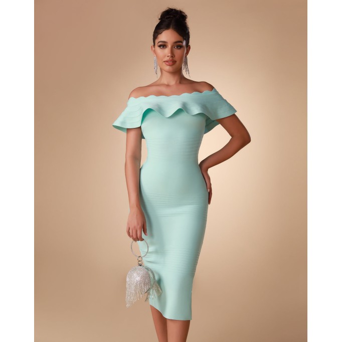 Off Shoulder Midi Bandage Dress