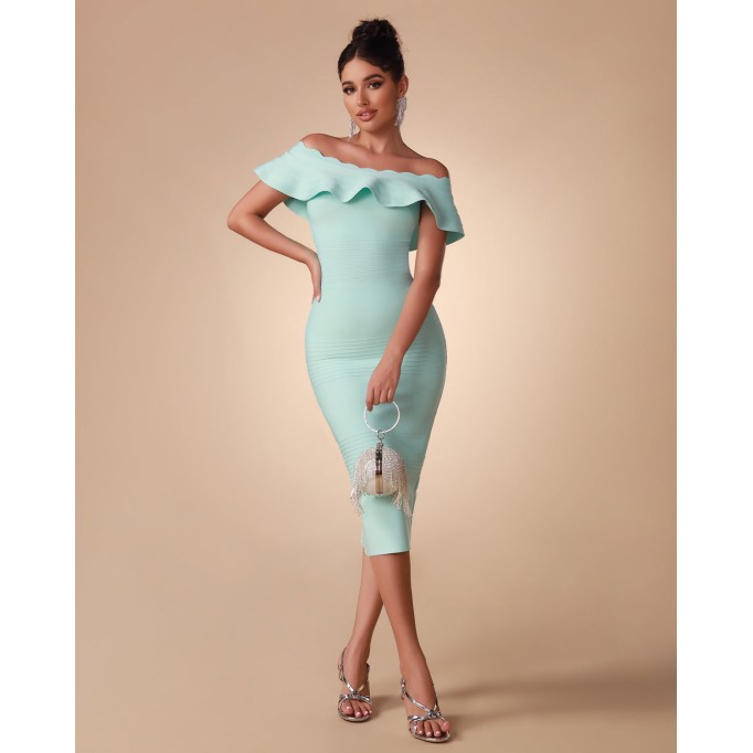 Off Shoulder Midi Bandage Dress