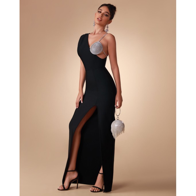 One Shoulder Asymmetric Spiral Bandage Dress