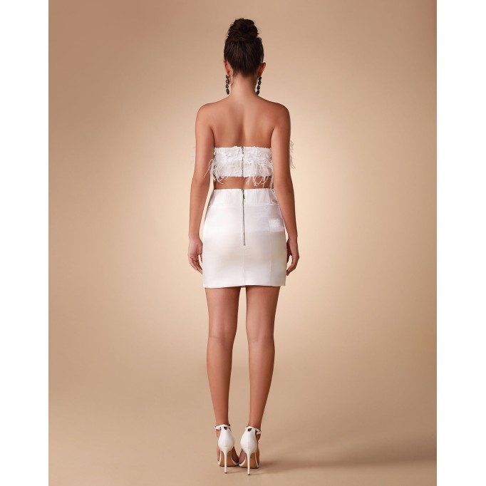 White Feather Bodycon Set