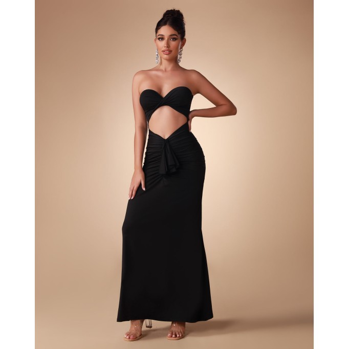 Strapless Skintight Cutout Gown