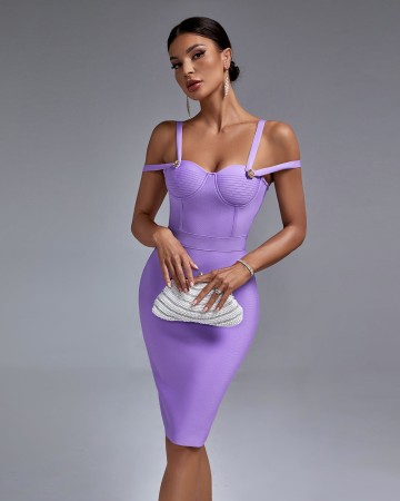 Elegant Strappy Midi Bandage Dress