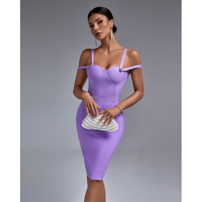 Elegant Strappy Midi Bandage Dress