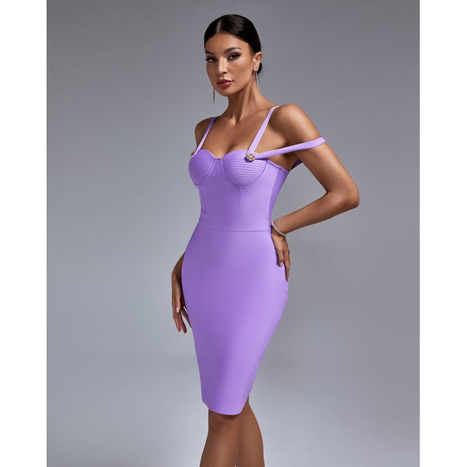 Elegant Strappy Midi Bandage Dress