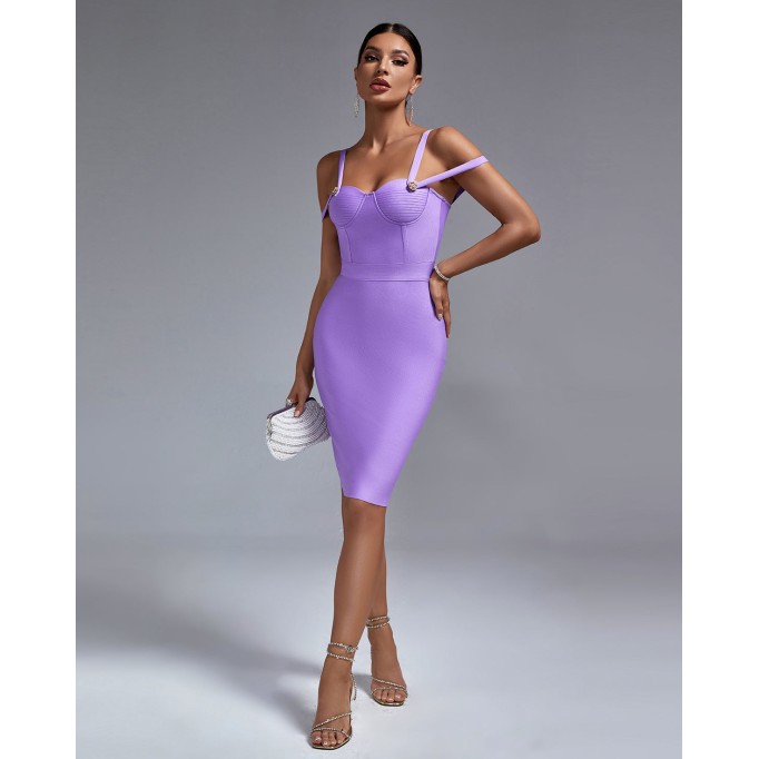 Elegant Strappy Midi Bandage Dress