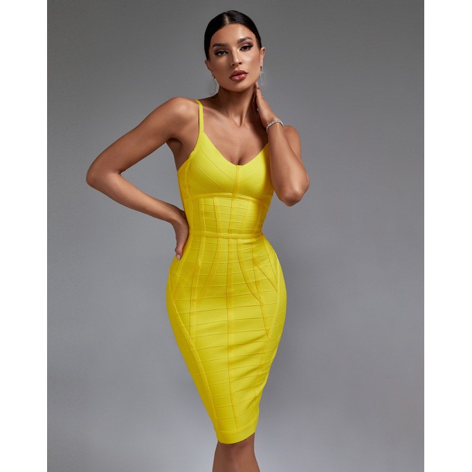 Strappy Stripe Backless Bandage Dress