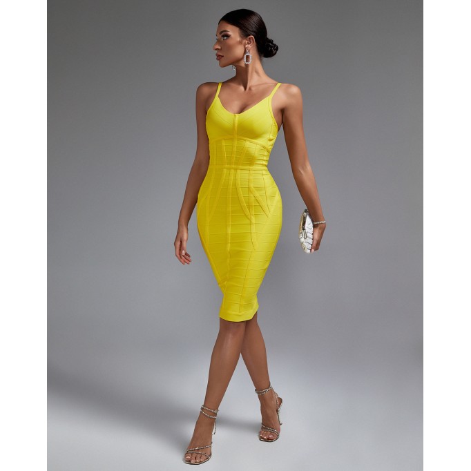 Strappy Stripe Backless Bandage Dress