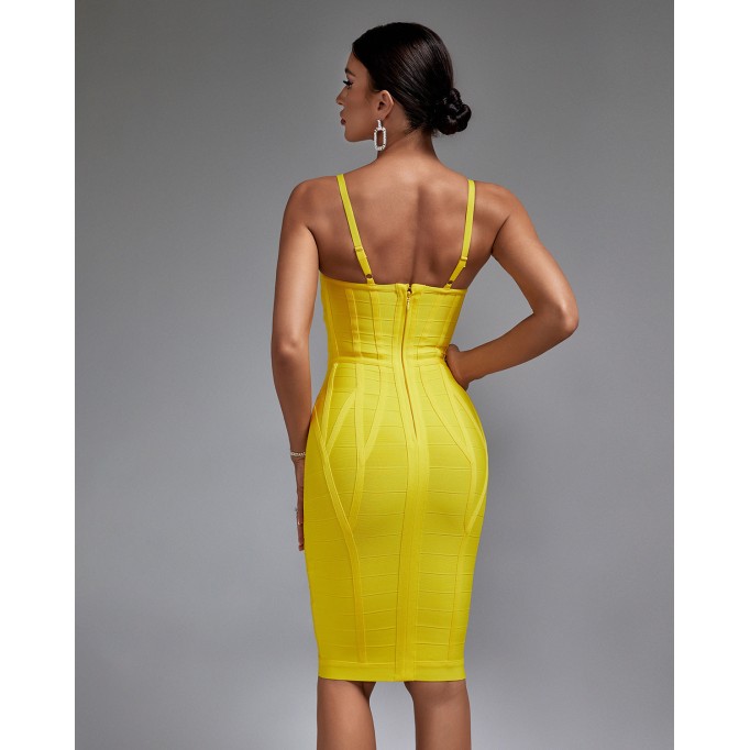 Strappy Stripe Backless Bandage Dress