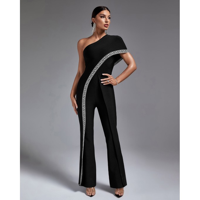 Elegant Goddess One Shoulder Bandage Jumpsuit