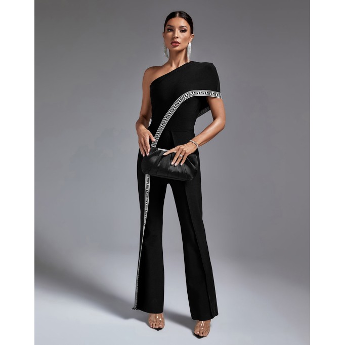 Elegant Goddess One Shoulder Bandage Jumpsuit