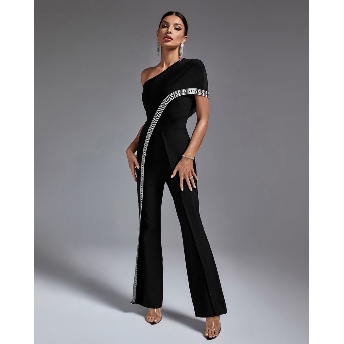 Elegant Goddess One Shoulder Bandage Jumpsuit