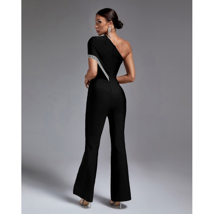 Elegant Goddess One Shoulder Bandage Jumpsuit