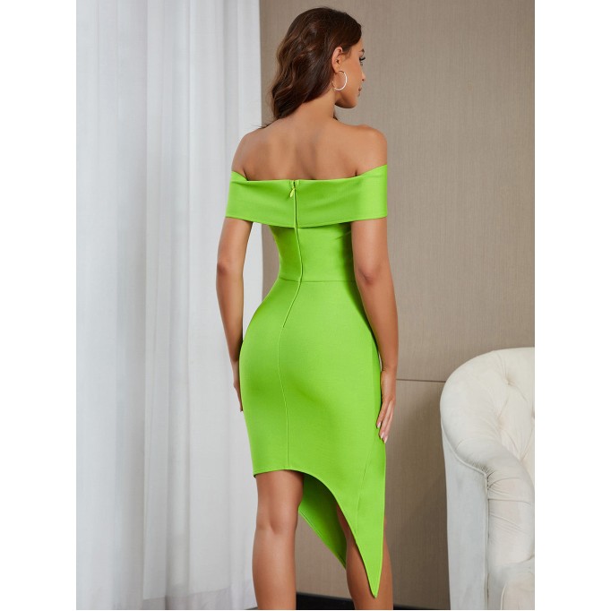 Off Shoulder Irregular Over Knee Bandage Dress HB00831