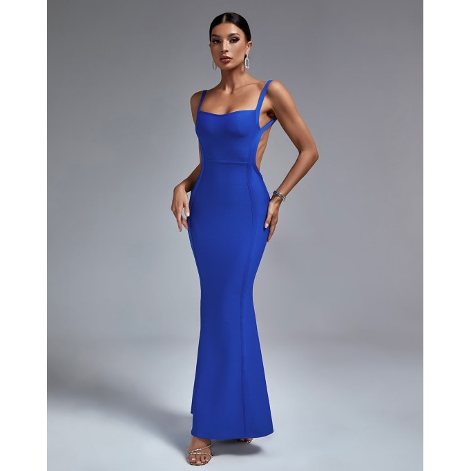 Mermaid Square Neck Backless Bandage Dress