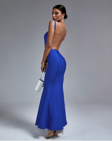 Mermaid Square Neck Backless Bandage Dress