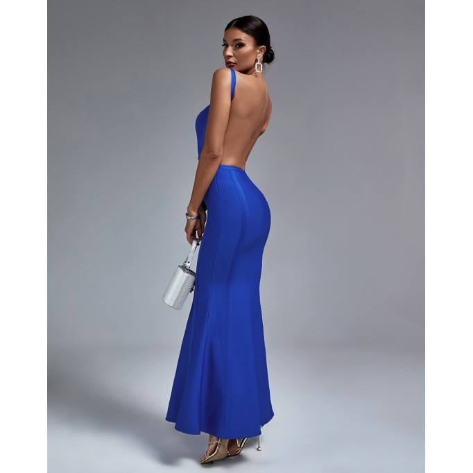 Mermaid Square Neck Backless Bandage Dress