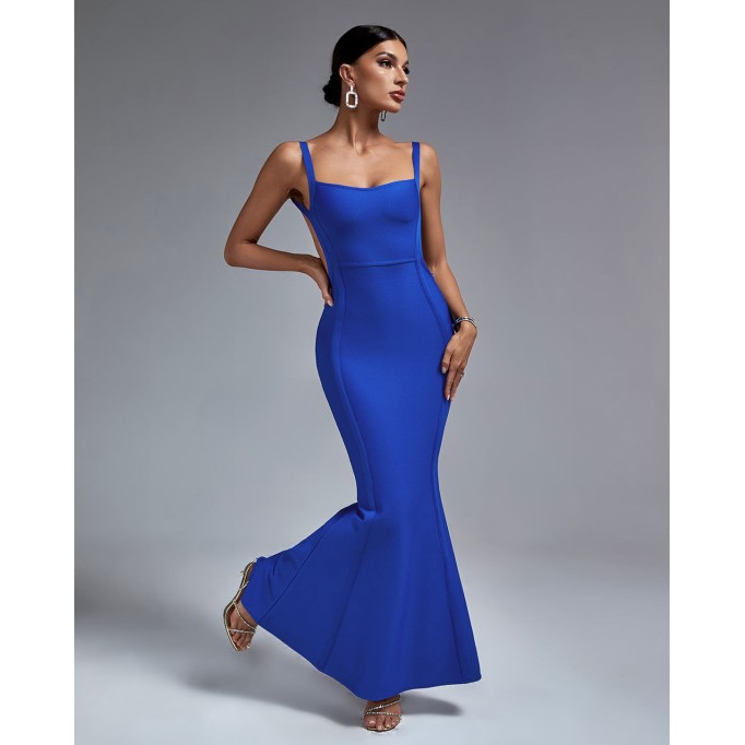 Mermaid Square Neck Backless Bandage Dress