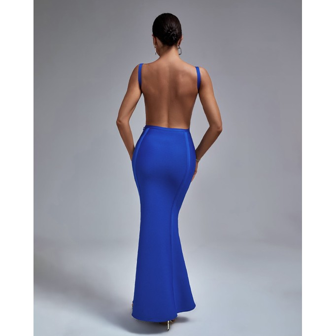 Mermaid Square Neck Backless Bandage Dress