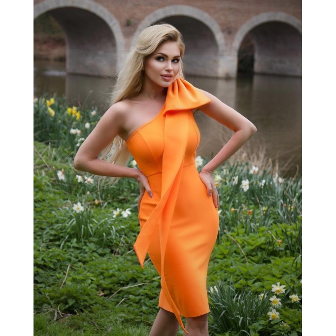 Bowknot Asymmetrical Sleeveless Bandage Dress