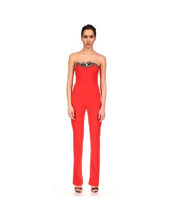 Strapless Sleeveless Patterned Bandage Jumpsuit SW6638