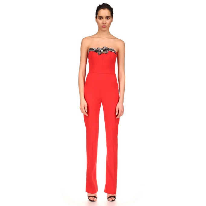 Strapless Sleeveless Patterned Bandage Jumpsuit SW6638