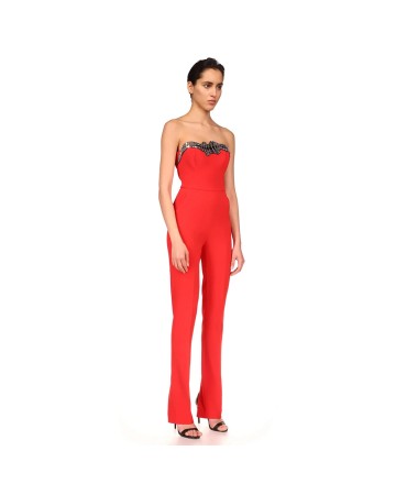 Strapless Sleeveless Patterned Bandage Jumpsuit SW6638