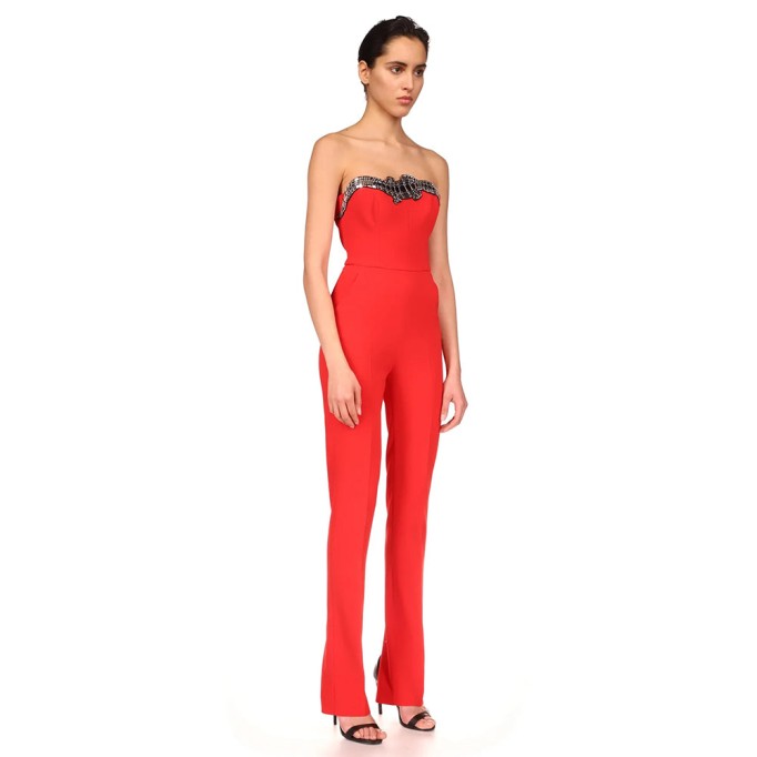 Strapless Sleeveless Patterned Bandage Jumpsuit SW6638