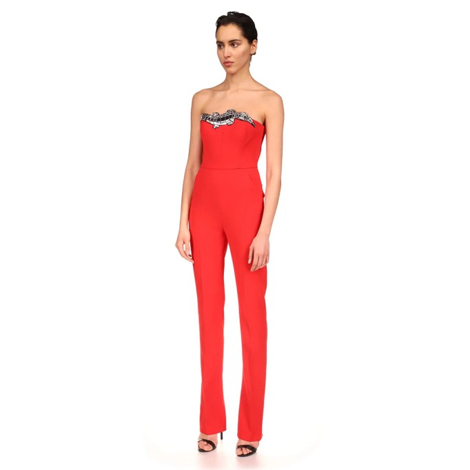 Strapless Sleeveless Patterned Bandage Jumpsuit SW6638