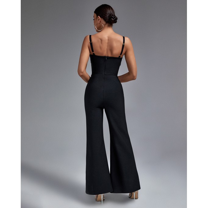 Strappy Double-breasted Bandage Jumpsuit