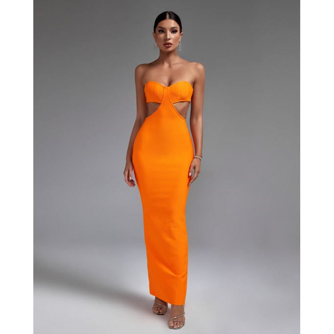 Strapless Cut Out Maxi Bandage Dress