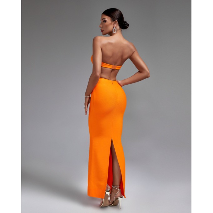 Strapless Cut Out Maxi Bandage Dress