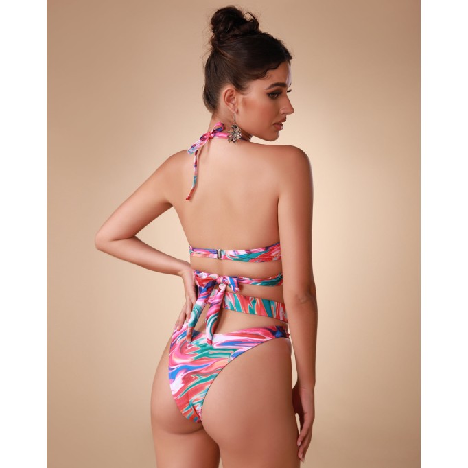 Tie-Dye Printed High Waisted Swimsuit