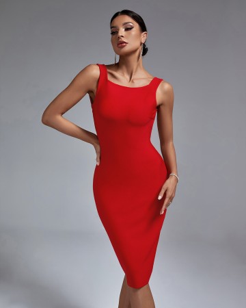 Backless Midi Bandage Dress