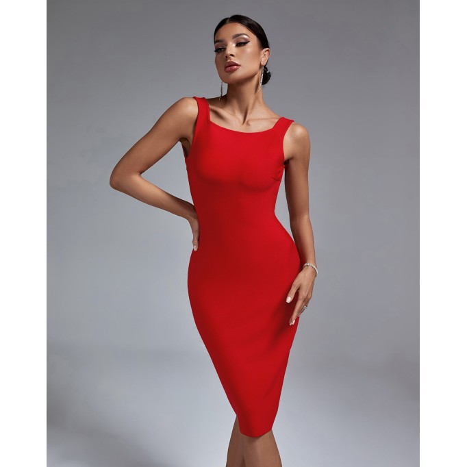 Backless Midi Bandage Dress