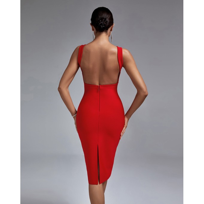 Backless Midi Bandage Dress