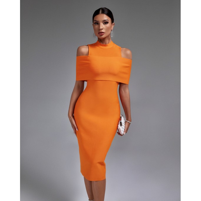 Cold-shoulder Mock Neck Bandage Dress