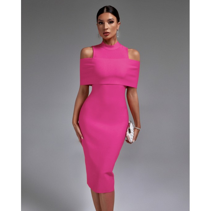 Cold-shoulder Mock Neck Bandage Dress