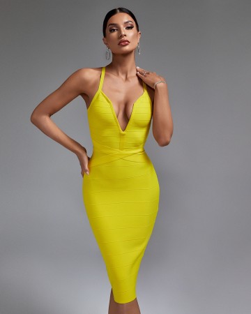 Backless Strappy Stripe Bandage Dress