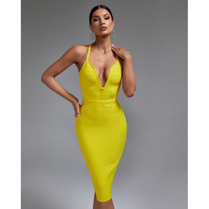 Backless Strappy Stripe Bandage Dress