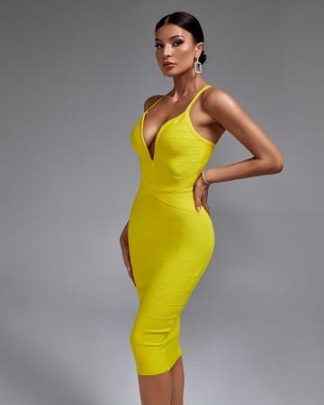 Backless Strappy Stripe Bandage Dress