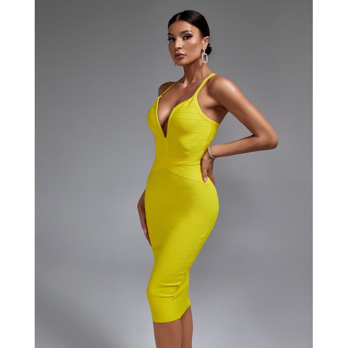 Backless Strappy Stripe Bandage Dress