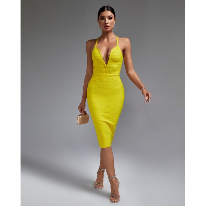 Backless Strappy Stripe Bandage Dress