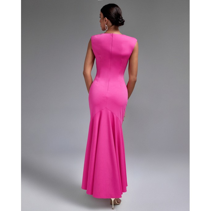 V-neck Fishtail Frill Maxi Dress