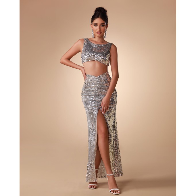 Argent Sequin Two Piece Set