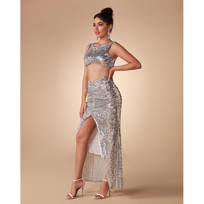 Argent Sequin Two Piece Set