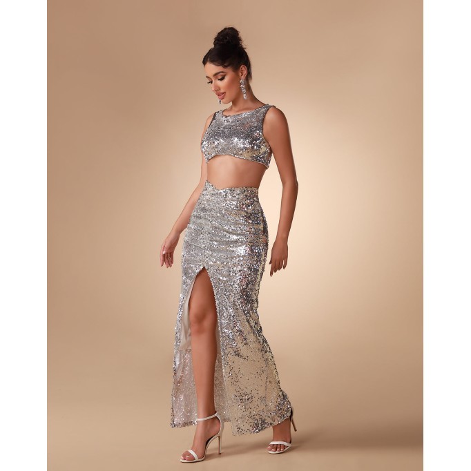 Argent Sequin Two Piece Set