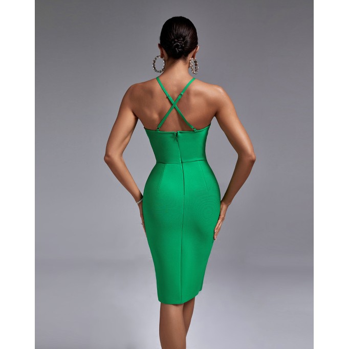 Strappy Stripe Bandage Backless Dress