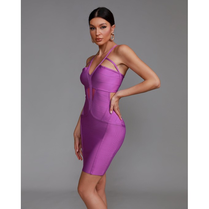 Backless Stripe Bandage Dress